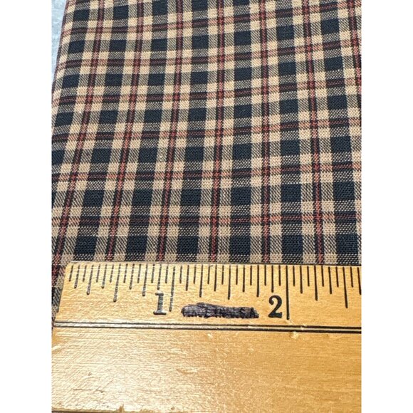 Plaid Cotton Fabric 21" x 33" Navy Beige & Red Checkered Pattern for Quilting Se - Picture 3 of 6